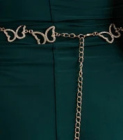 Time To Flutter Rhinestone Butterfly Chain Belt