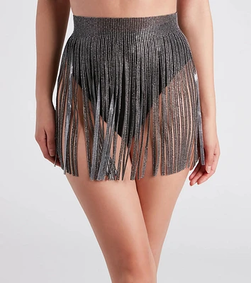 Festival Glam Rhinestone Fringe Belt