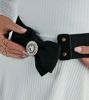 Glam Perfection Rhinestone Bow Stretch Belt