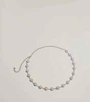Elevated Chic Rhinestone And Faux Pearl Chain Belt