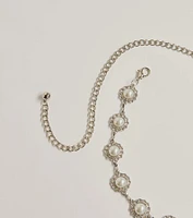 Elevated Chic Rhinestone And Faux Pearl Chain Belt