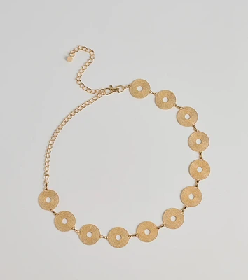 Boho Chic Textured Disc Chain Metal Belt