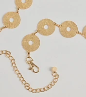 Boho Chic Textured Disc Chain Metal Belt