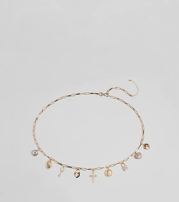 Boho Chic Multi Charm Chain Metal Belt