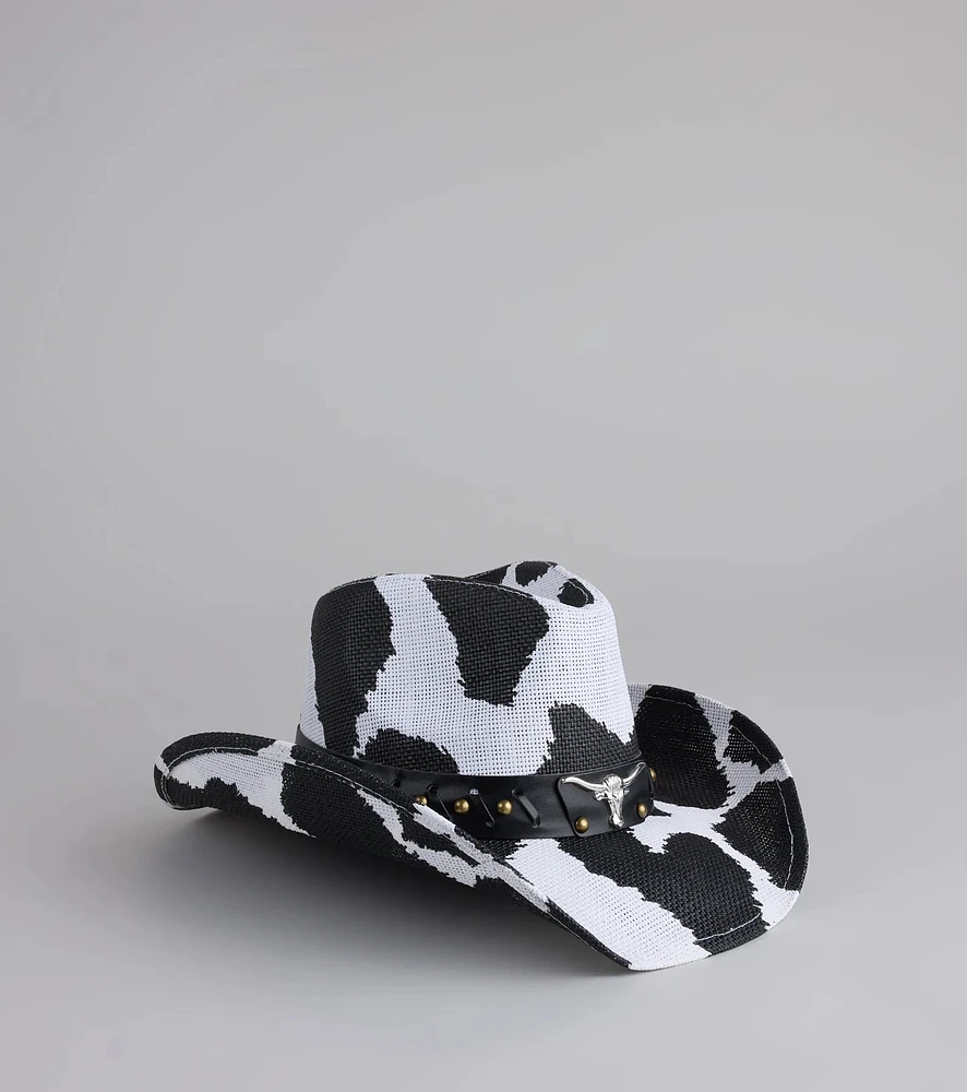 Saddle Up Cow Print Cowboy Hat