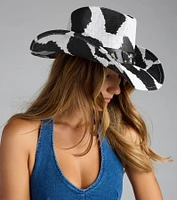 Saddle Up Cow Print Cowboy Hat
