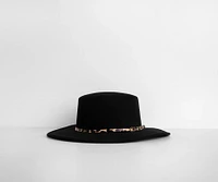 Faux Wool Belted Boater Hat