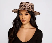 Leopard Print Faux Wool Boater