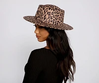Leopard Print Faux Wool Boater