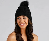 Warm & Toasty Cable Knit Pom Beanie