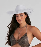 Western Chick Marabou Feather Cowboy Hat