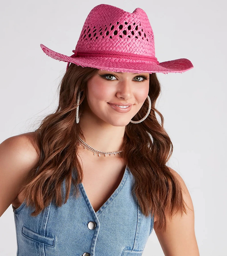 Summertime Babe Straw Cowboy Hat
