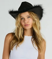 Western Chick Marabou Feather Cowboy Hat