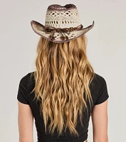 Boho Babe Out West Beaded Straw Cowboy Hat