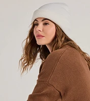 Casual Cozy Ribbed Knit Fold-Over Beanie