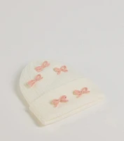 Cozy Up Bow Detail Ribbed Knit Beanie