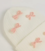 Cozy Up Bow Detail Ribbed Knit Beanie