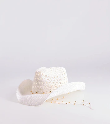 Beachy Chic Beaded Straw Cowboy Hat