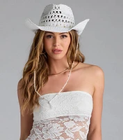 Beachy Chic Beaded Straw Cowboy Hat