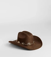 Nice Gal Concho Faux Suede Cowboy Hat