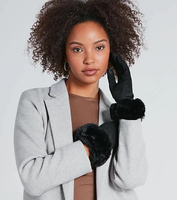 Cold Weather Luxe Faux Fur Trim Gloves