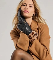 Chic Embrace Faux Leather Leopard Print Gloves