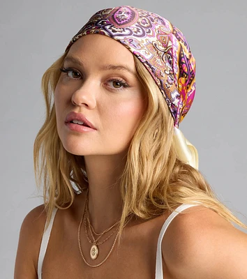 Statement Paisley Boho Satin Scarf
