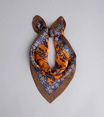 Boho Chic Floral Satin Scarf