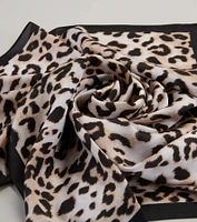Sleek Purrfection Leopard Print Satin Scarf