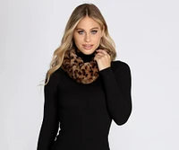 Leopard Print Faux Fur Infinity Scarf