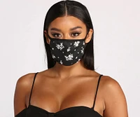 Two Tone Floral Face Mask With Earloops