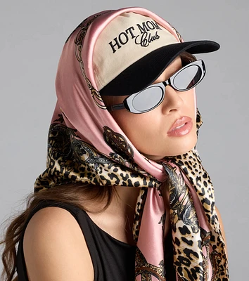 Sassy Babe Leopard Chain Satin Scarf
