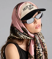 Sassy Babe Leopard Chain Satin Scarf