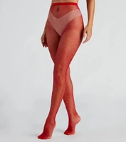High Waist Heat Stone Fishnet Tights
