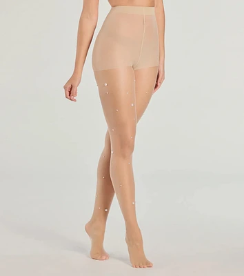 All The Details Faux Pearl Sheer Tights