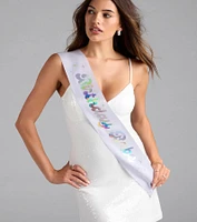 Birthday Babe Metallic Satin Sash