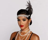 Roaring 20's Cutie Feathered Rhinestone Headband