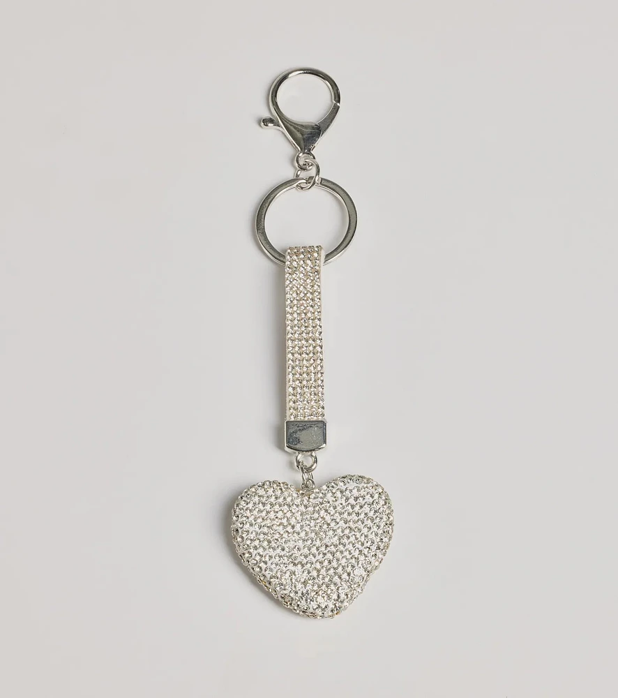 Shimmering Rhinestone Heart Bag Charm