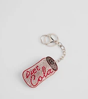 Rhinestone Diet Cola Puff Keychain