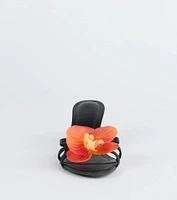 Vacay Ready Flower Strap Stiletto Mules
