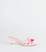 Vacay Ready Flower Strap Stiletto Mules
