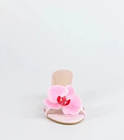 Vacay Ready Flower Strap Stiletto Mules