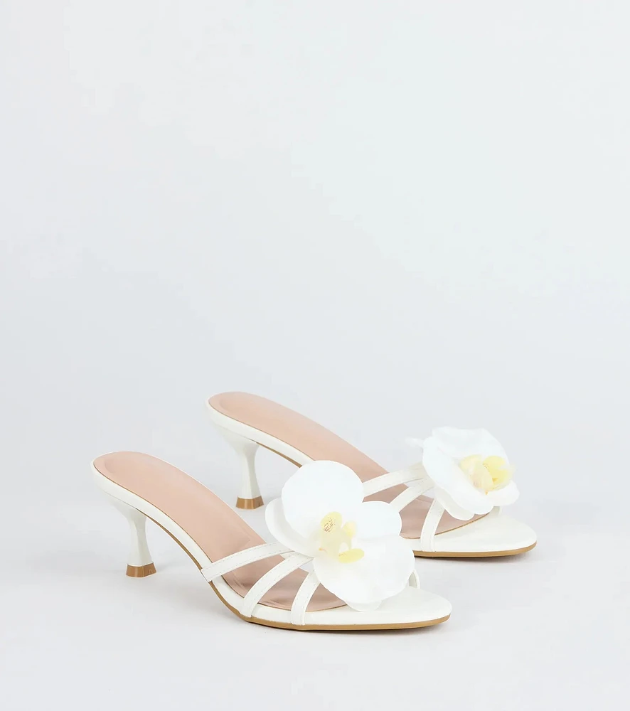 Vacay Ready Flower Strap Stiletto Mules