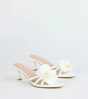 Vacay Ready Flower Strap Stiletto Mules