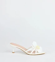 Vacay Ready Flower Strap Stiletto Mules
