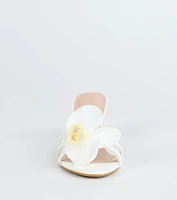 Vacay Ready Flower Strap Stiletto Mules