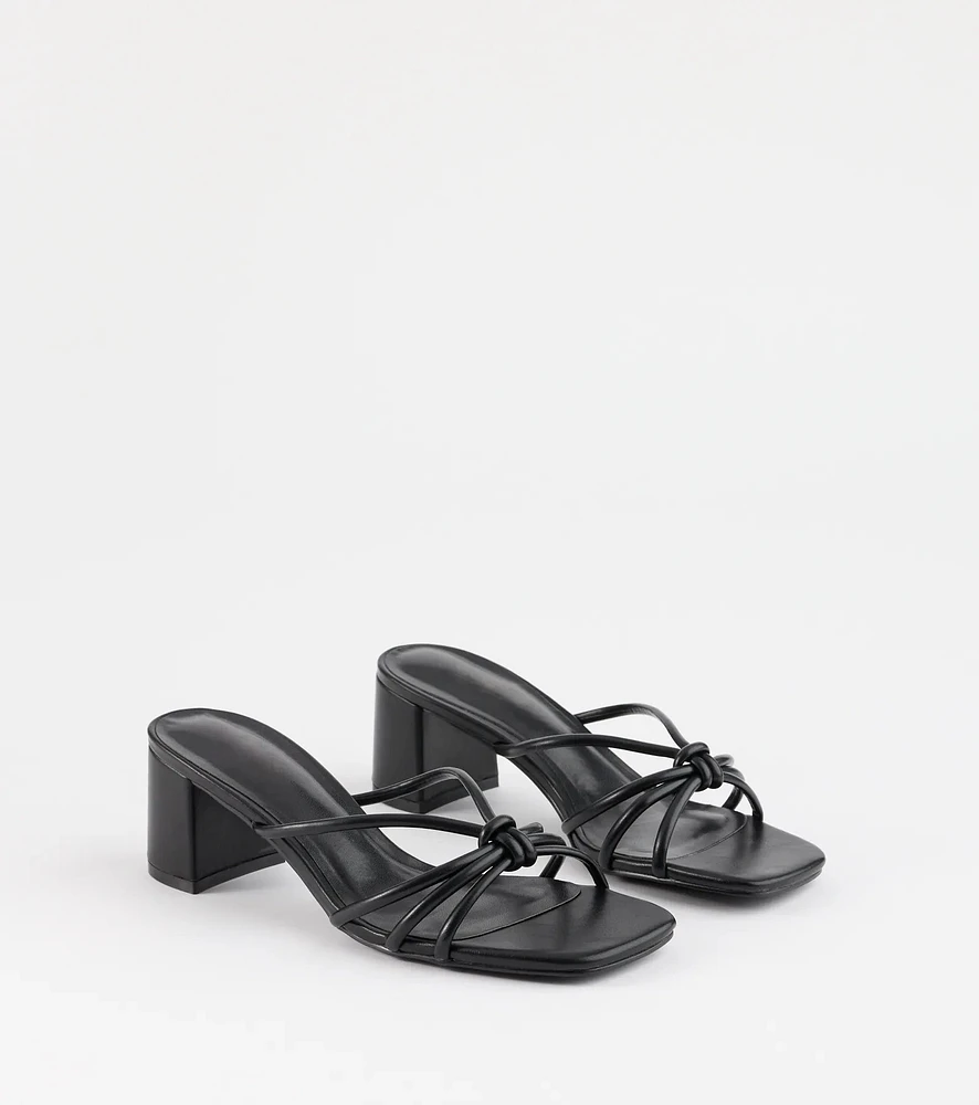 Sleek Staple Strappy Square Toe Mules