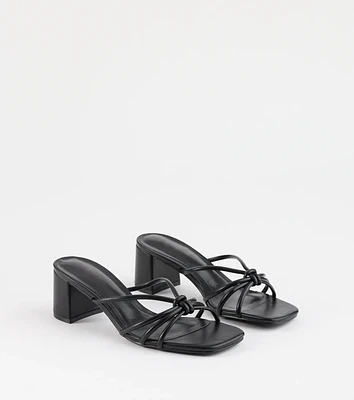 Sleek Staple Strappy Square Toe Mules