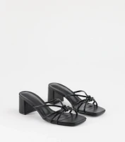 Sleek Staple Strappy Square Toe Mules