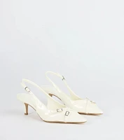 Chic Buckle Strap Sling-Back Stiletto Pumps